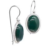 El Coral Orecchini Agata Verde 12X16mm. in Filigrana Sarda Argento Gancio con Sicura 
