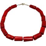 El Coral Collana Corallo Oceanico Rosso, Cilindri annodati 1,3-1,45cm, peso 170 gr, chiusura Zamak.