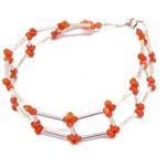 Coralli di Sardegna Pink coral bracelet with 3 mm dots and 21 cm silver clasp bars