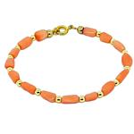 El Coral Bracelet Pink Coral Little Baroque Tubes and Golden Balls