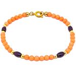 El Coral Bracciale in Corallo Rosa pallini mm. 3 Ematite olivette, con pallini e chiusura Dorati