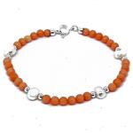 El Coral Bracelet Pink Coral Balls, Pearls and Silvered Balls