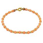 El Coral Bracelet Pink Coral Balls and Golden Balls