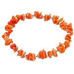 El Coral Bracciale elastico in Corallo Rosa chips e pallini Argentati