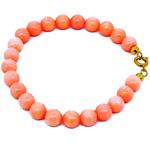 El Coral Bracelet Coral Rosa Balls 7.5 mm and Golden Clasp