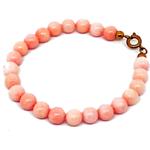 El Coral Bracelet Pink Coral Balls 7 mm and Golden Clasp