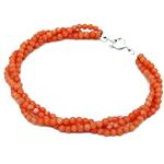 El Coral Bracciale Corallo Rosa tre fili di pallini di 3mm. con chiusura Argentata