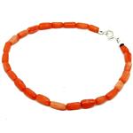 El Coral Bracelet Pink Coral Baroque Tubes and Silvered Clasp