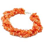 El Coral Bracciale Corallo Rosa chips a tre fili chiusura Argentata
