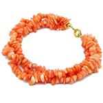 El Coral Bracciale in Corallo Rosa lavorazione a chips tre fili e chiusura Dorata 