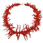 Coralli di Sardegna Collar Coral Rojo Cerdeña Franjas y Cierre Dorado, 100gr Peso