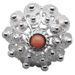 Coralli di Sardegna Ring Pink Coral Ball with Silver Filigree Button 22mm, Adjustable