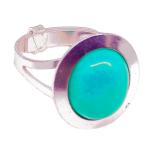Coralli di Sardegna Turquoise Silver ring with smooth cabochon edge 10x12 mm Adjustable