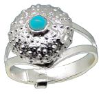 Coralli di Sardegna Adjustable sea urchin turquoise silver ring