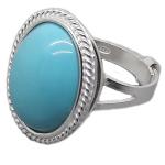 Coralli di Sardegna Ring Turquoise Cabochon 13x18mm, Silver Filigree Delicate Side Adjustable