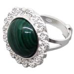 Coralli di Sardegna Malachite Ring 14mm Silver Filigree Adjustable Spirals 6,5 gr