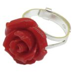 Coralli di Sardegna Anillo Coral Rojo rosa de 18 mm. en plata ajustable