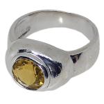 Coralli di Sardegna Anillo Plateado Citrino Facetado Redondo Convexo 7 mm