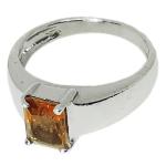 Coralli di Sardegna Rectangular Silver Citrine Ring 6x8 mm