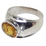 Coralli di Sardegna Silver Ring Convex Citrine Faceted Oval 8 x 10 mm