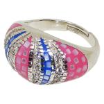 Coralli di Sardegna Ring Silver Zircons Mother of Pearl Enamel Blue Pink Waves Adjustable