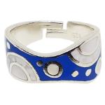 Coralli di Sardegna Ring Silver Mother of Pearl Enamel Blue White Wavy Adjustable