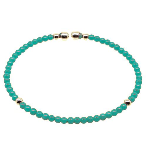 Bracciale Turchese Con Pallini 4 Mm – Realizzato In Sardegna – Molla Acciaio, Misura Regolabile