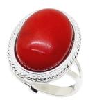 Coralli di Sardegna Anillo Coral Rojo Cabujón 13x18mm, Borde Delicado Filigrana Plata Ajustable