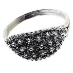 Coralli di Sardegna Sardinian Filigree Ring Silver Burnished Dots Central Oval 10x17mm Stem 3mm