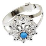 Coralli di Sardegna Turquoise Filigree Silver Half Button Adjustable Ring