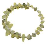 El Coral Bracciale Quarzo Tormalinato Verde Pallini Chips 7/9mm. Pallini Argentati Molla Acciaio