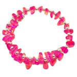 El Coral Bracciale Cristallo di Rocca Fucsia 6/8 mm. Pallini Argentati e Molla Acciaio 