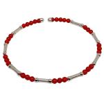 Coralli di Sardegna Bracelet Red Coral, Silvered elements and Steel Spring