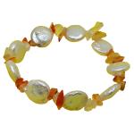 El Coral Bracciale Perle Flat Barocco 13mm. Chips Corneola 7mm. Elastico Lunghezza 18cm. Peso 15gr. 