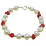 Coralli di Sardegna Red Coral Pearl Bracelet with Silver Dots and Clasp