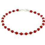 El Coral Bracciale in Corallo Rosso Pallini da 3mm. Con Pallini a Chiusura argentati Lunghezza 19cm.