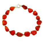 El Coral Bracciale Corallo Rosso Sassi 8/9mm. e Chiusura e Pallini Argentati Lunghezza 19cm. Peso 10gr.