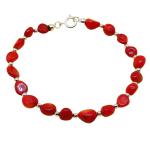 El Coral Bracelet Red Coral Baroque Balls and Silvered Balls