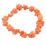 El Coral Bracciale Corallo Rosa Chips 8/10mm. Pallini Dorati Elastico