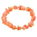 El Coral Pink Coral Chips Bracelet 8/10 mm. Elastic silver dots