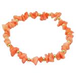 El Coral Bracciale Corallo Rosa Chips 6/8mm. Pallini Dorati Elastico