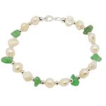 El Coral Pulsera Perlas Blancas, Chips Aventurina y Bolitas Plateadas