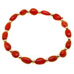 El Coral Bracciale Corallo Rosso Sassolini 5mm. e Pallini Argentati Elastico