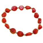 El Coral Bracciale Corallo Rosso Sassi 8mm. e Pallini Argentati Elastico