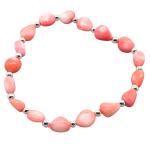 El Coral Bracciale Corallo Rosa Sassolini 4/6mm. Pallini Argentati Elastico