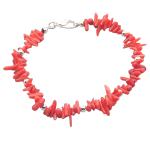 El Coral Bracciale Corallo Rosso Punte 6/10mm. Pallini e Chiusura Argentati