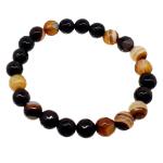 El Coral Black Agate Streaked Bracelet Faceted dots mm 8 Elastic