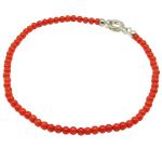 El Coral Bracciale Corallo Rosso Pallini 3mm. Chiusura Argentata