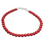 El Coral Bracciale Corallo Rosso Pallini da mm 4 e Chiusura Argentata