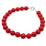 El Coral Pulsera Coral Rojo Bolitas 8 mm y Cierre Plateado